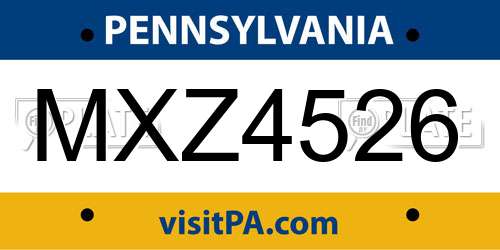 MXZ4526 Pennsylvania License Plate