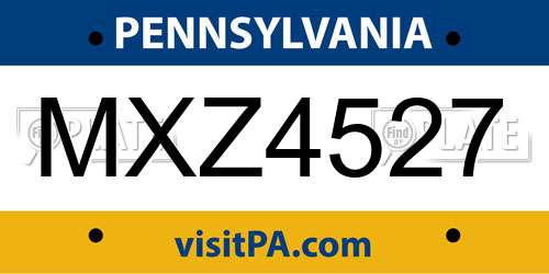 MXZ4527 Pennsylvania License Plate