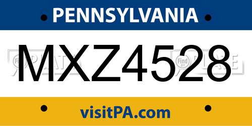MXZ4528 Pennsylvania License Plate