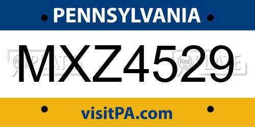 MXZ4529 Pennsylvania License Plate