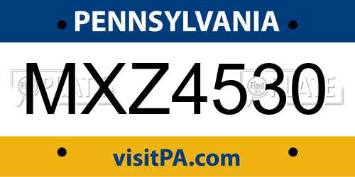 MXZ4530 Pennsylvania License Plate