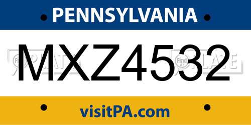 MXZ4532 Pennsylvania License Plate