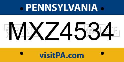 MXZ4534 Pennsylvania License Plate