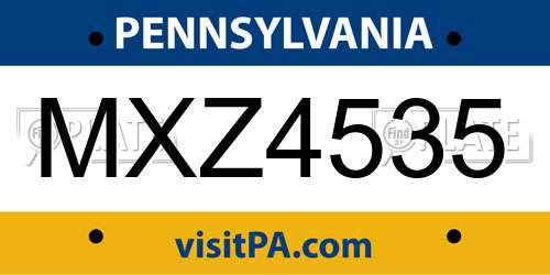 MXZ4535 Pennsylvania License Plate