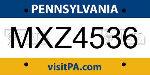 MXZ4536 Pennsylvania License Plate