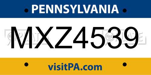 MXZ4539 Pennsylvania License Plate