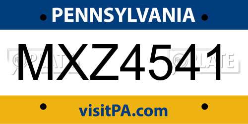 MXZ4541 Pennsylvania License Plate