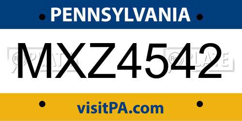 MXZ4542 Pennsylvania License Plate