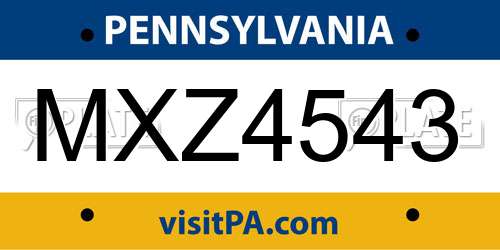 MXZ4543 Pennsylvania License Plate