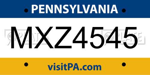 MXZ4545 Pennsylvania License Plate