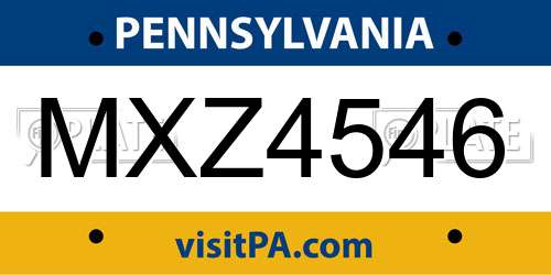 MXZ4546 Pennsylvania License Plate