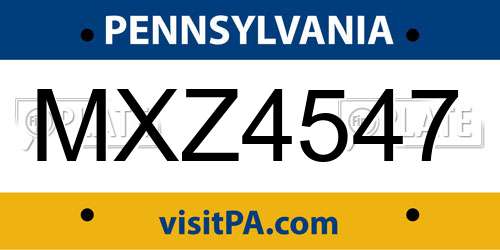 MXZ4547 Pennsylvania License Plate