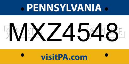 MXZ4548 Pennsylvania License Plate