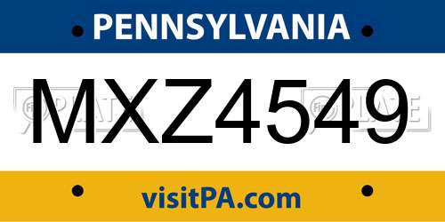 MXZ4549 Pennsylvania License Plate
