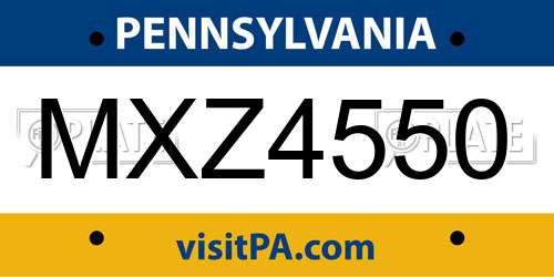 MXZ4550 Pennsylvania License Plate