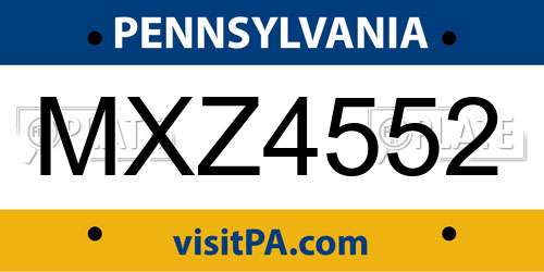 MXZ4552 Pennsylvania License Plate