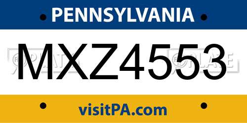 MXZ4553 Pennsylvania License Plate