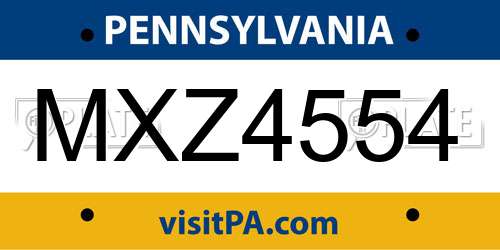 MXZ4554 Pennsylvania License Plate