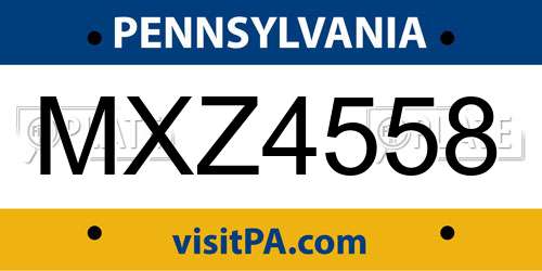 MXZ4558 Pennsylvania License Plate