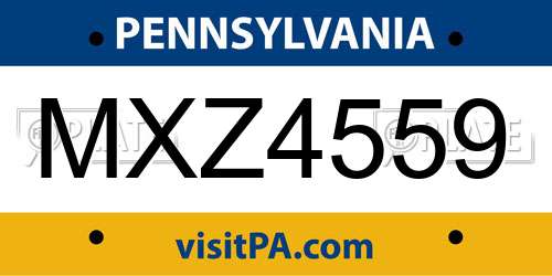 MXZ4559 Pennsylvania License Plate