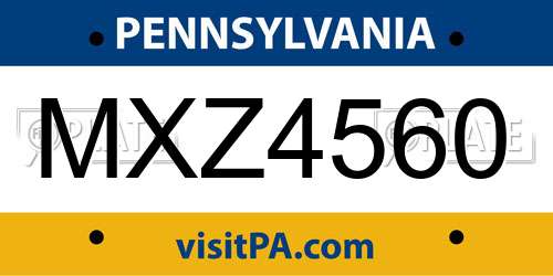 MXZ4560 Pennsylvania License Plate
