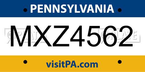 MXZ4562 Pennsylvania License Plate