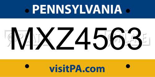 MXZ4563 Pennsylvania License Plate