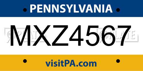 MXZ4567 Pennsylvania License Plate