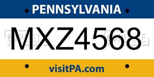 MXZ4568 Pennsylvania License Plate