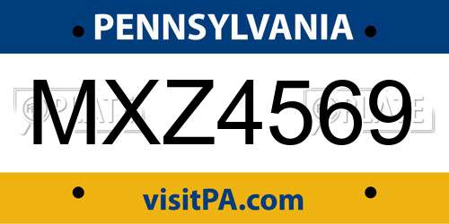MXZ4569 Pennsylvania License Plate
