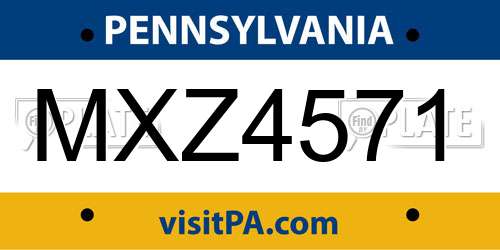 MXZ4571 Pennsylvania License Plate