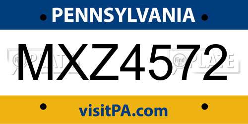 MXZ4572 Pennsylvania License Plate