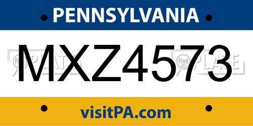 MXZ4573 Pennsylvania License Plate