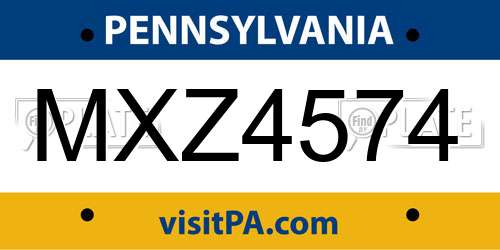 MXZ4574 Pennsylvania License Plate