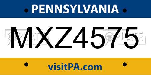 MXZ4575 Pennsylvania License Plate