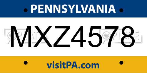 MXZ4578 Pennsylvania License Plate