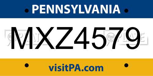 MXZ4579 Pennsylvania License Plate
