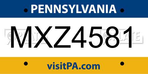 MXZ4581 Pennsylvania License Plate