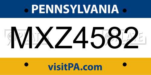 MXZ4582 Pennsylvania License Plate