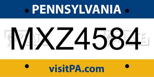 MXZ4584 Pennsylvania License Plate