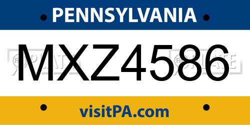 MXZ4586 Pennsylvania License Plate