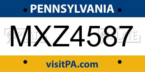 MXZ4587 Pennsylvania License Plate