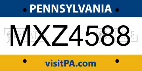 MXZ4588 Pennsylvania License Plate