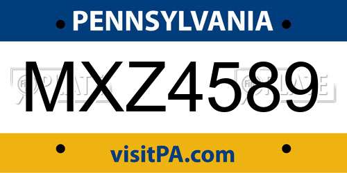 MXZ4589 Pennsylvania License Plate