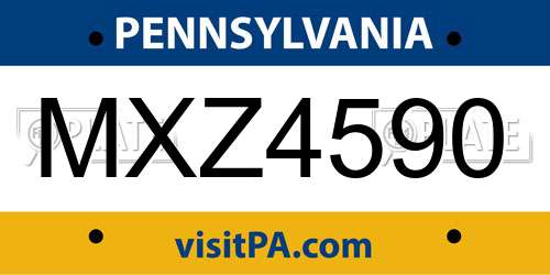 MXZ4590 Pennsylvania License Plate