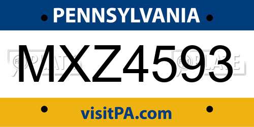 MXZ4593 Pennsylvania License Plate