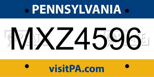 MXZ4596 Pennsylvania License Plate