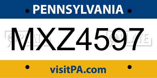 MXZ4597 Pennsylvania License Plate