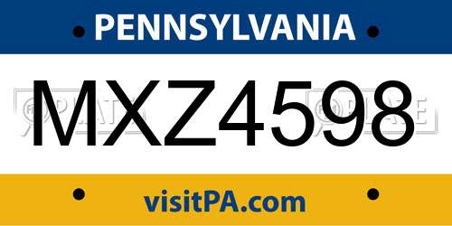 MXZ4598 Pennsylvania License Plate