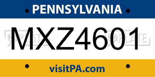MXZ4601 Pennsylvania License Plate